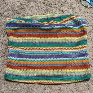 SHEIN Multicolor Striped Crochet Tube Crop Top